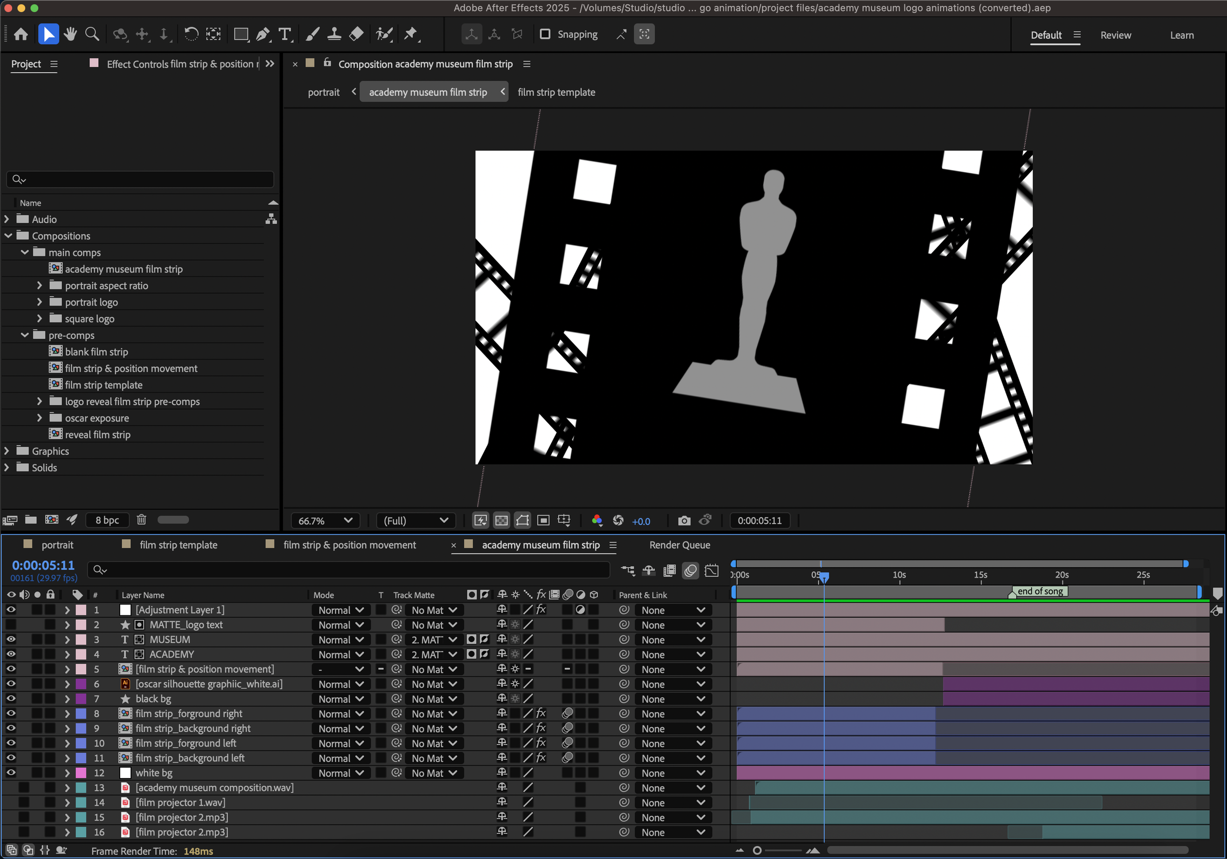 Academy Museum animation built in Adobe After Effects