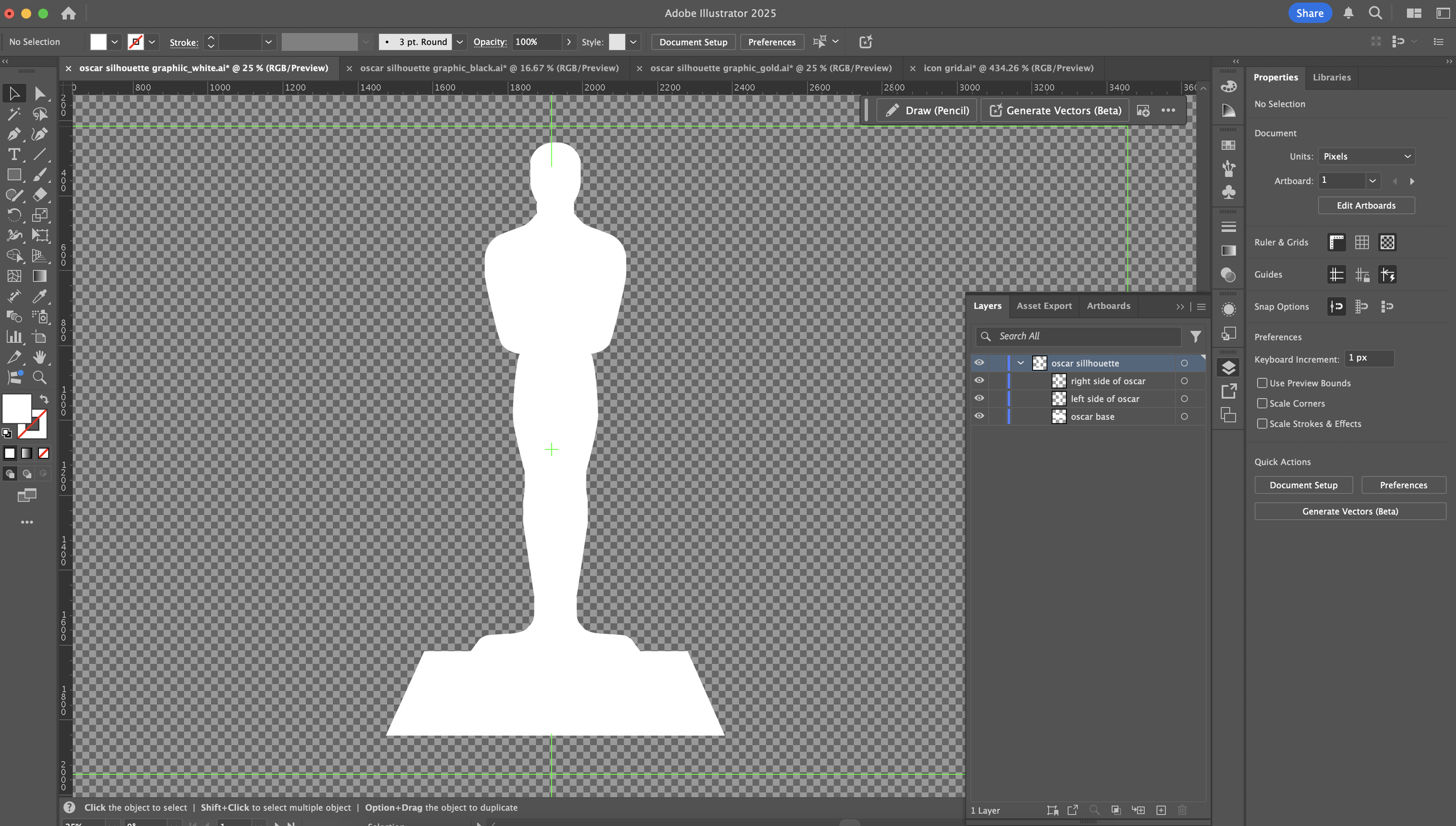 Academy Museum statuette silhouette artwork created in Adobe Illustrator