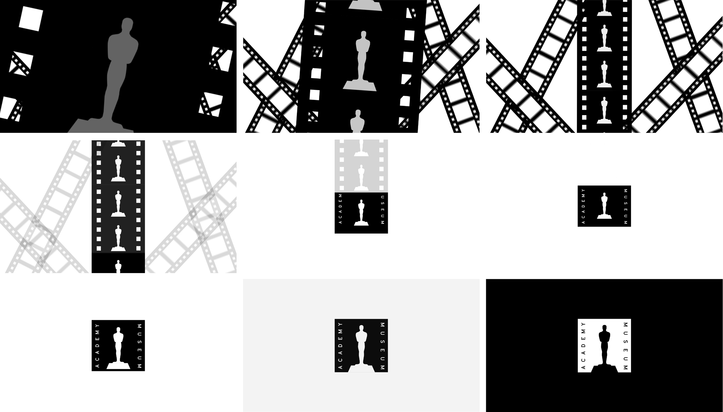 Style frames explored for the Academy Museum brand animation