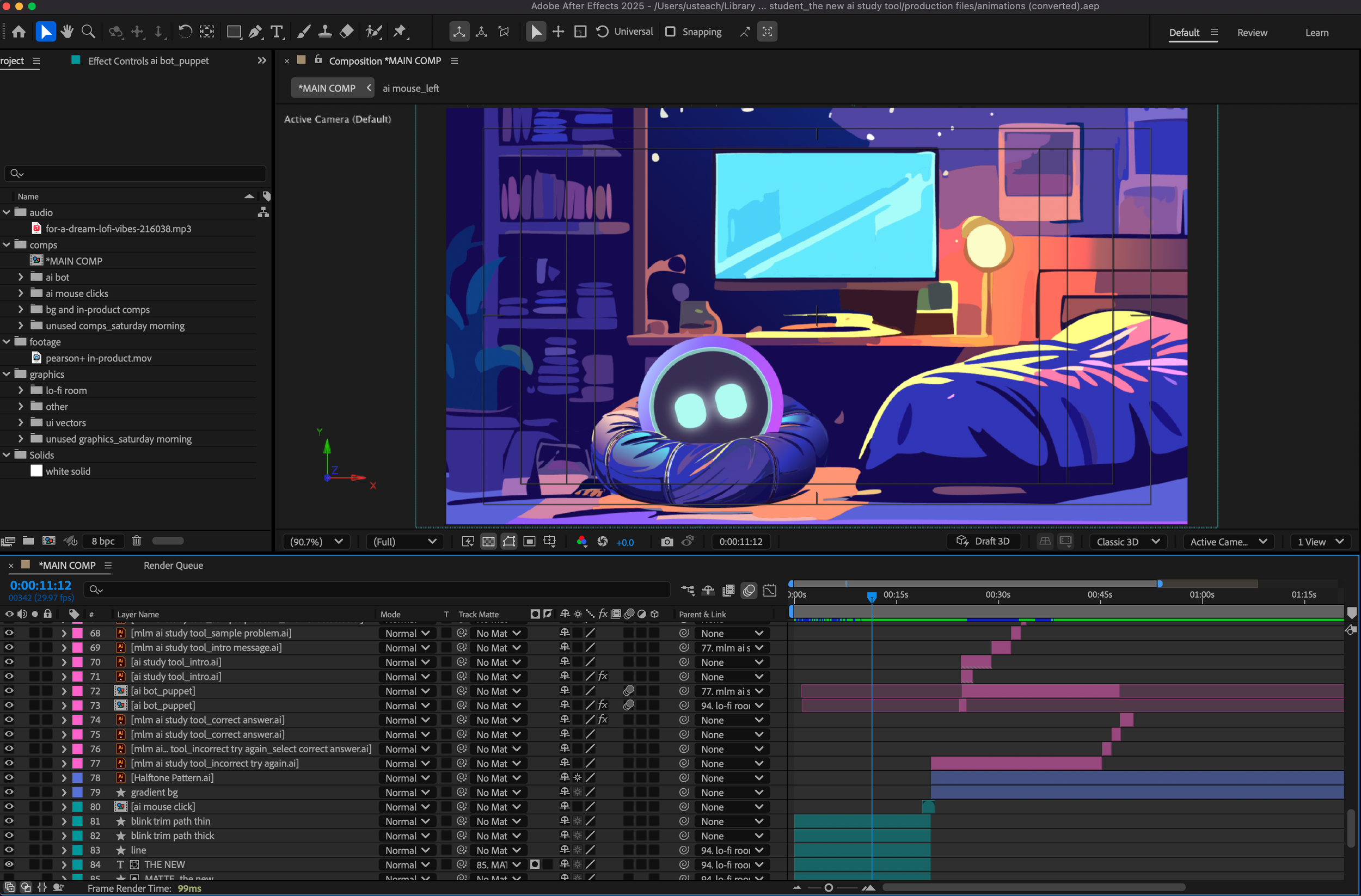 Final animation assembled in Adobe After Effects