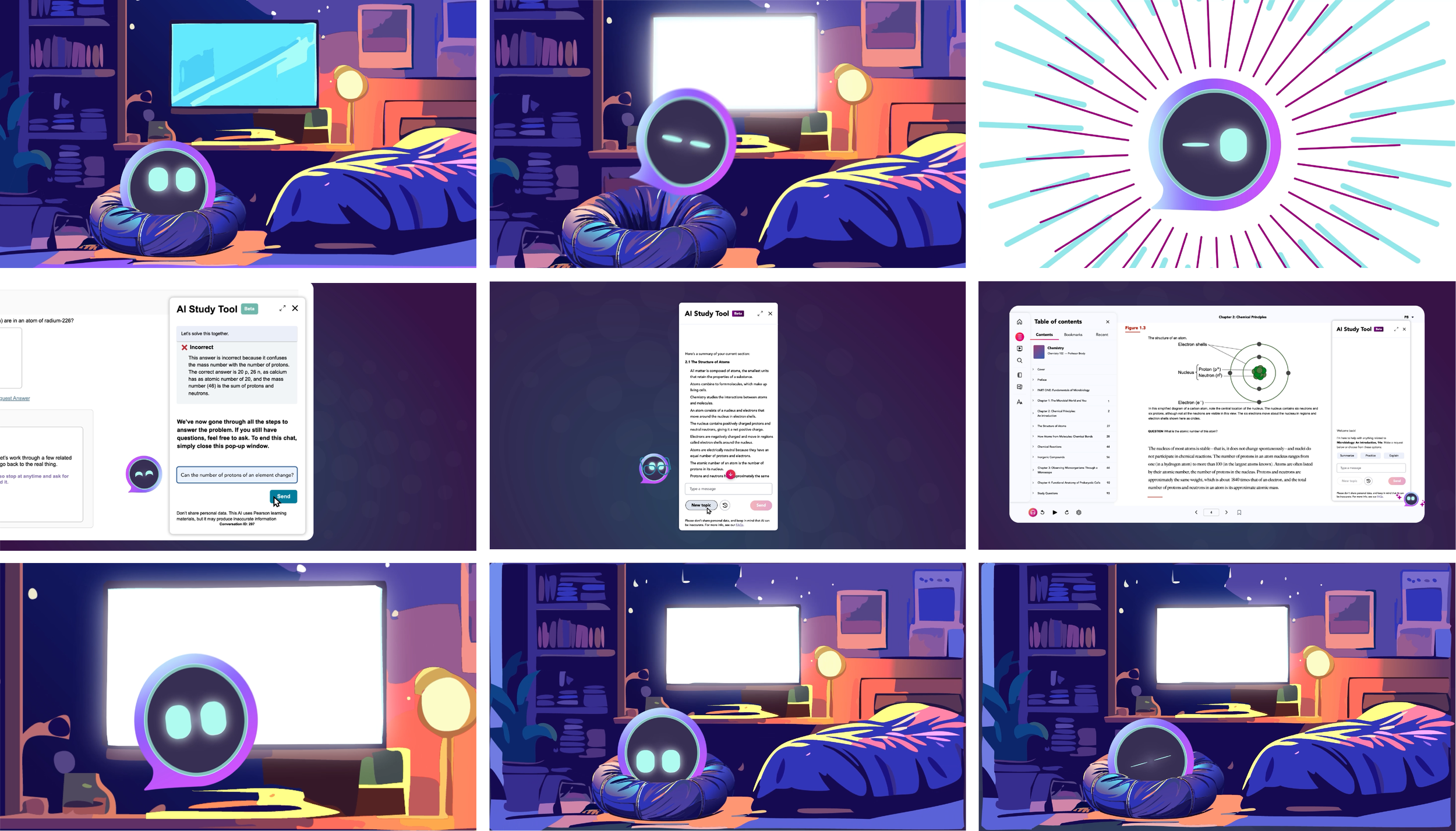 Style frames explored for the AI Study Tool video