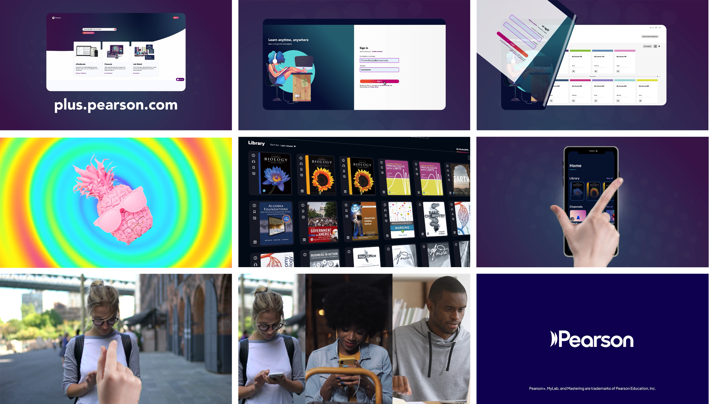 Style frames explored for the Pearson eTextbook video