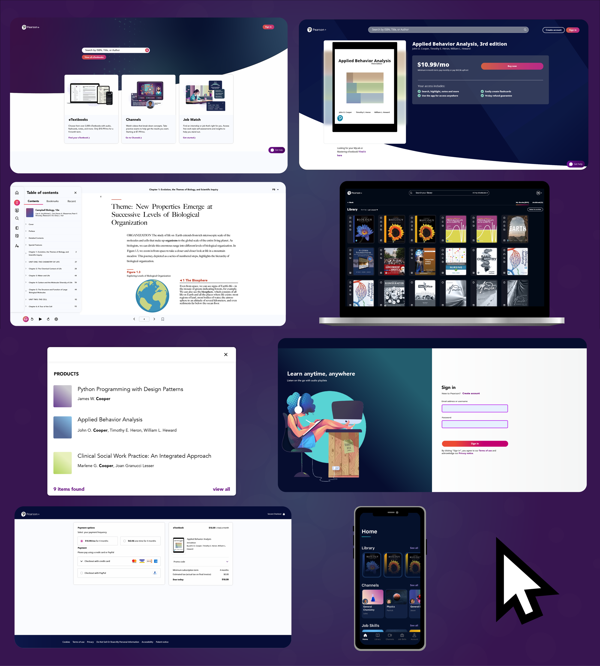 UI vectors created in Adobe Illustrator for the Pearson eTextbook video