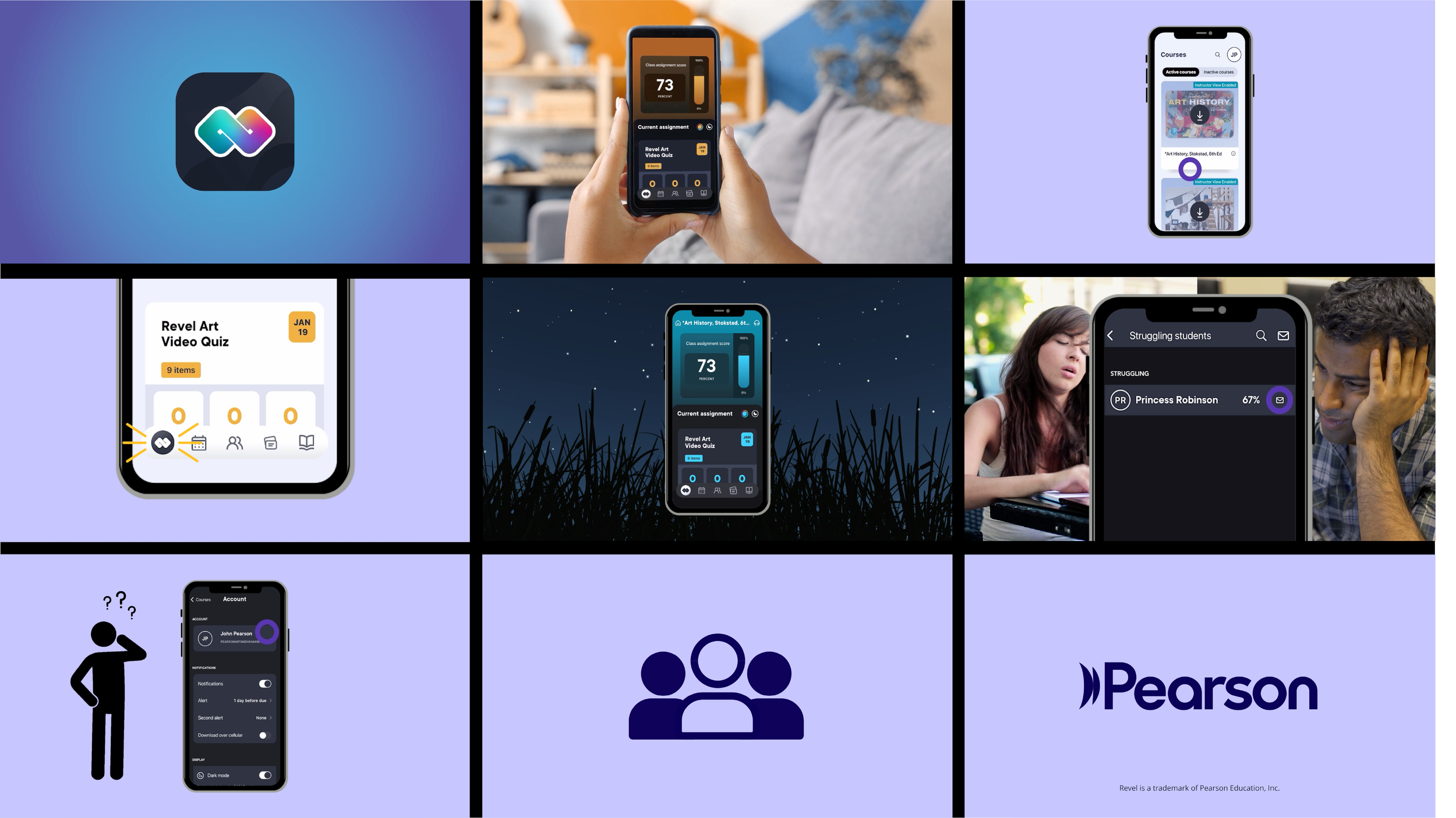 Style frames explored for the Teach with the Revel App video