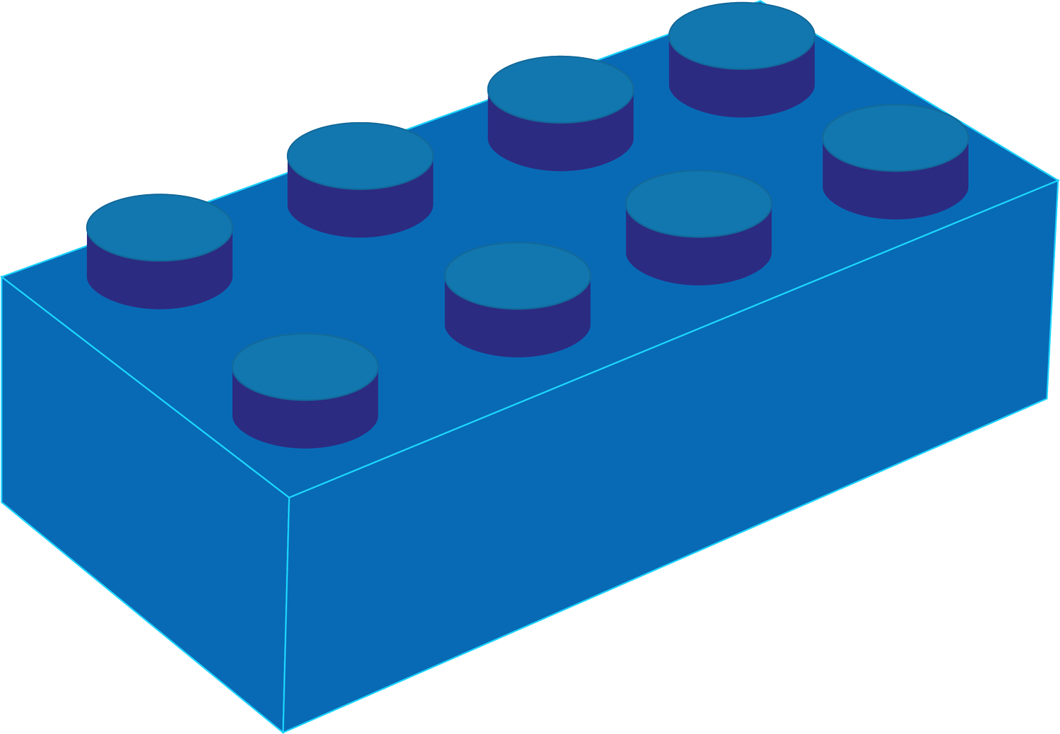 Vector illustration of a blue eight-stud building brick